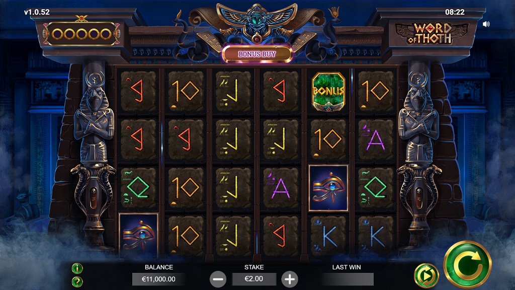 Screenshot of Word of Thoth slot from Yggdrasil Gaming
