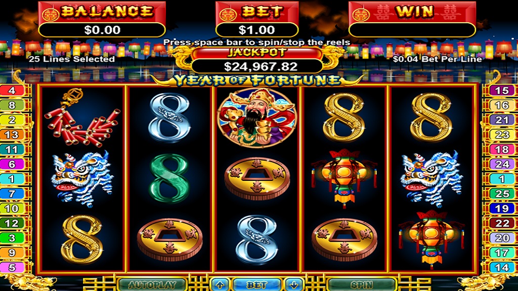 Screenshot of Year of Fortune slot from Real Time Gaming