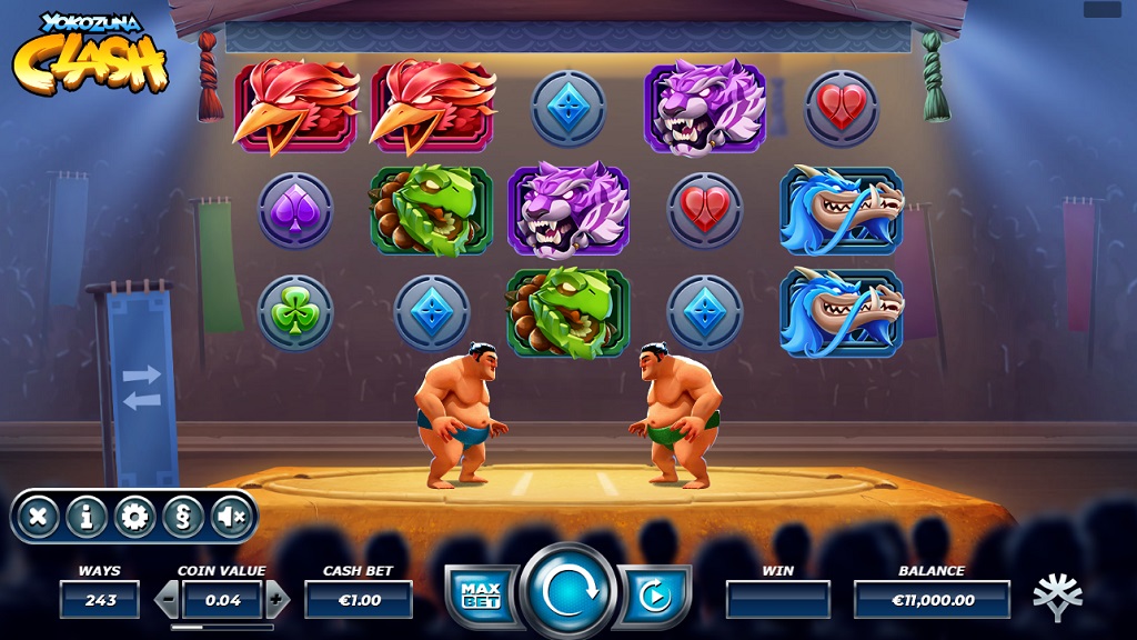 Screenshot of Yokozuna Clash slot from Yggdrasil Gaming