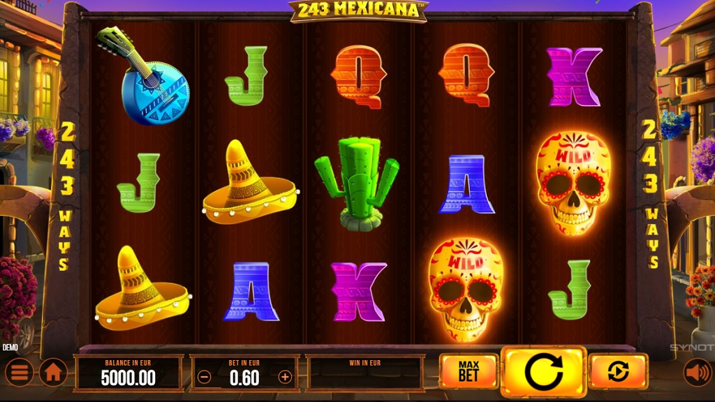 Screenshot of 243 Mexicana slot from Synot