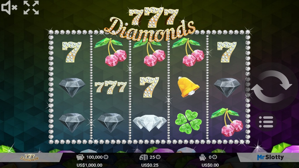 Screenshot of 777 Diamonds slot from Mr Slotty