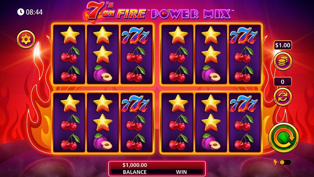 Screenshot of 7s on Fire Powermix slot from SG Gaming