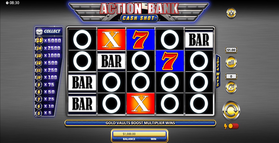 Screenshot of Action Bank Cash Shot slot from SG Gaming