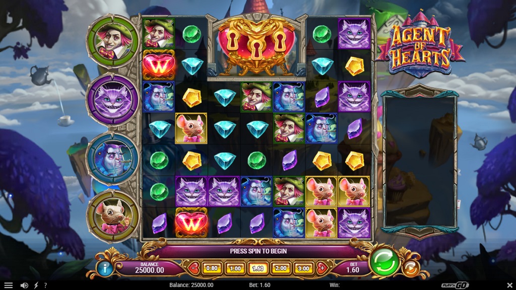 Screenshot of Agent of Hearts slot from Play’n Go