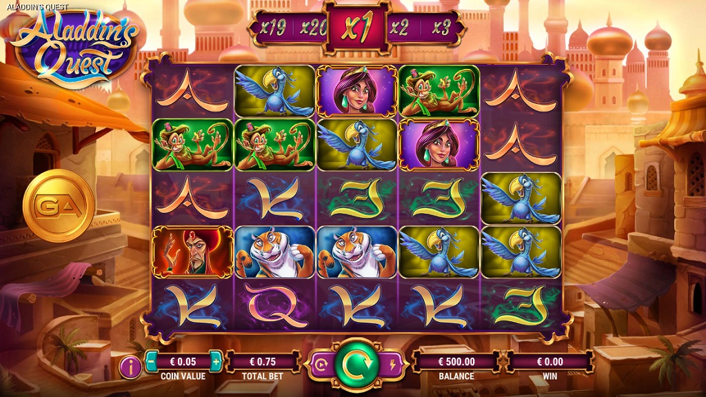 Screenshot of Aladdin's Quest slot from GameArt
