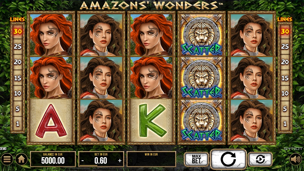 Screenshot of Amazons Wonders slot from Synot