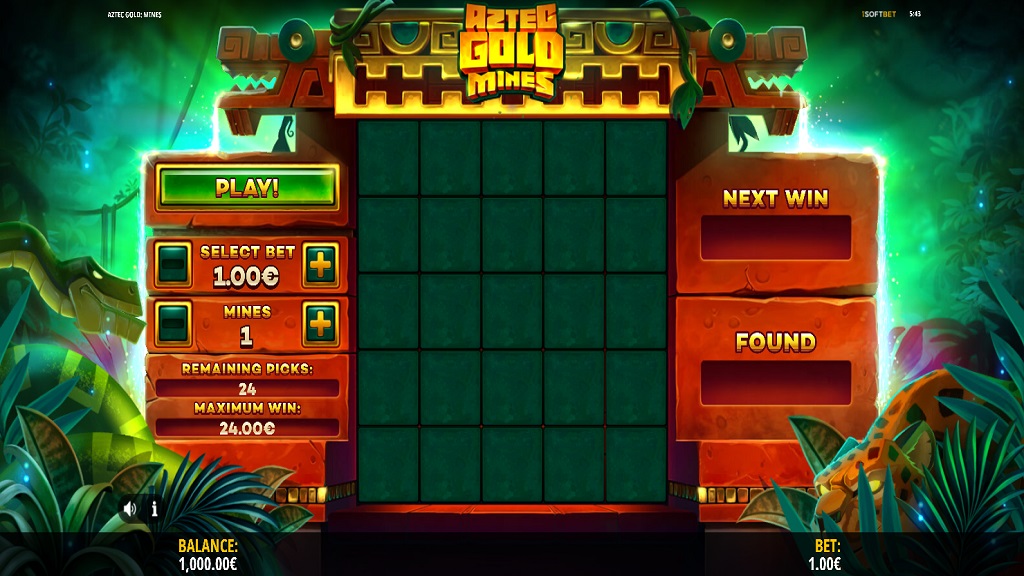 Screenshot of Aztec Gold Mines slot from iSoftBet