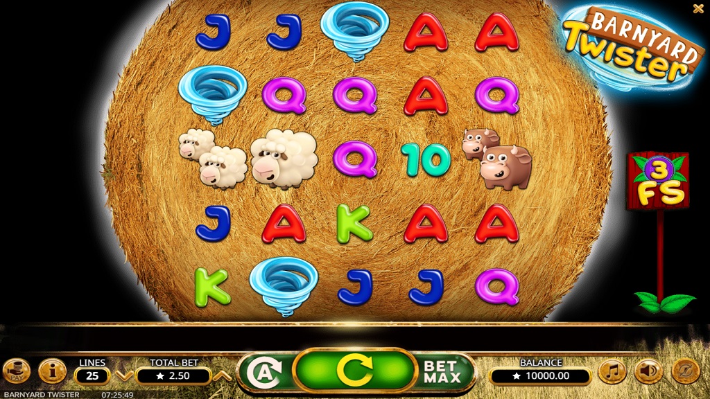Screenshot of Barnyard Twister slot from Booming Games