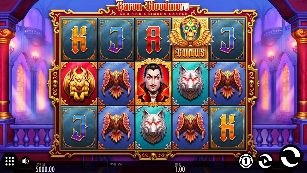 Screenshot of Baron Bloodmore and the Crimson slot from Thunderkick