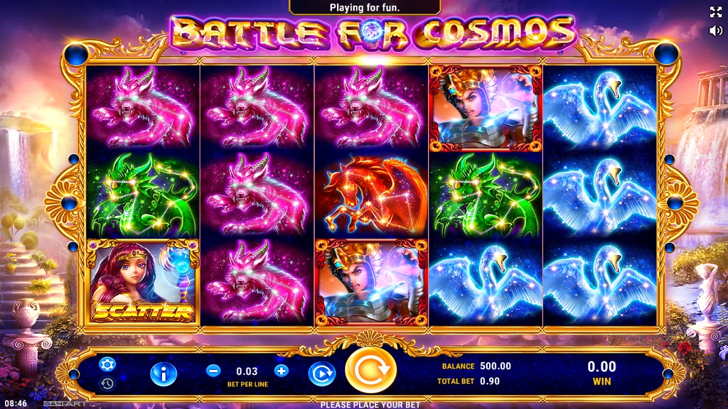 Screenshot of Battle For Cosmos slot from GameArt