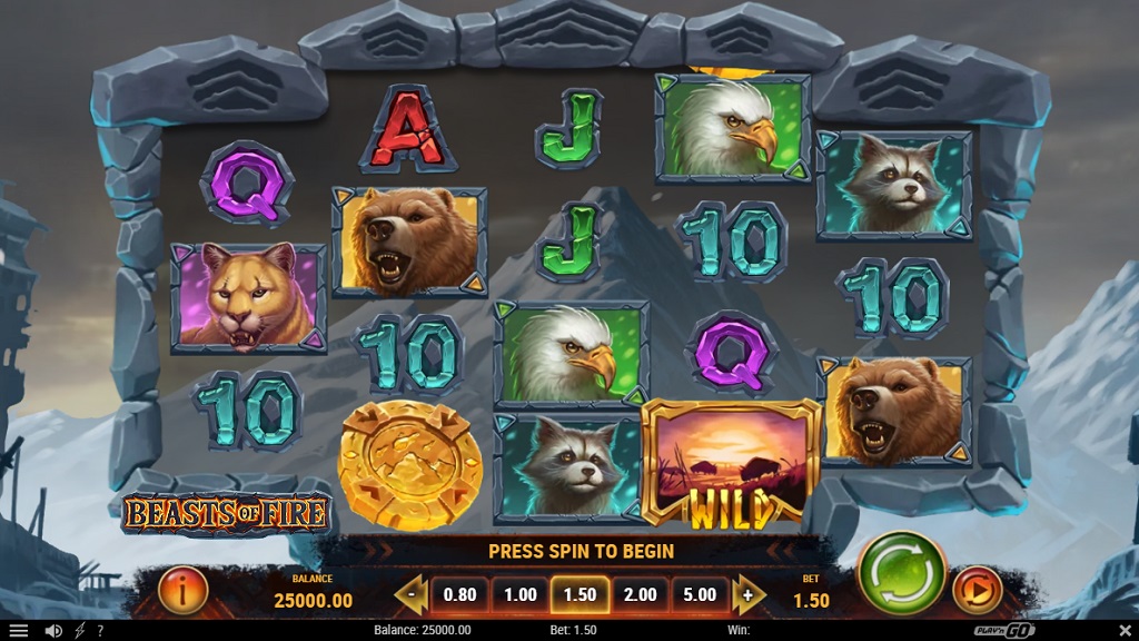 Screenshot of Beasts of Fire slot from Play’n Go