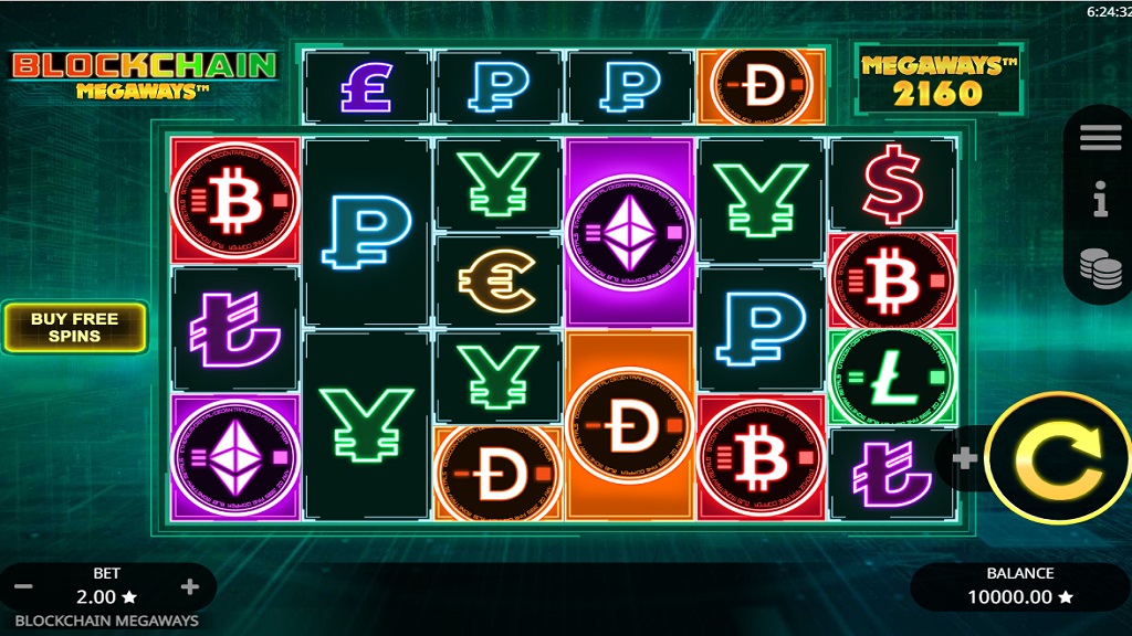 Screenshot of Blockchain Megaways slot from Booming Games