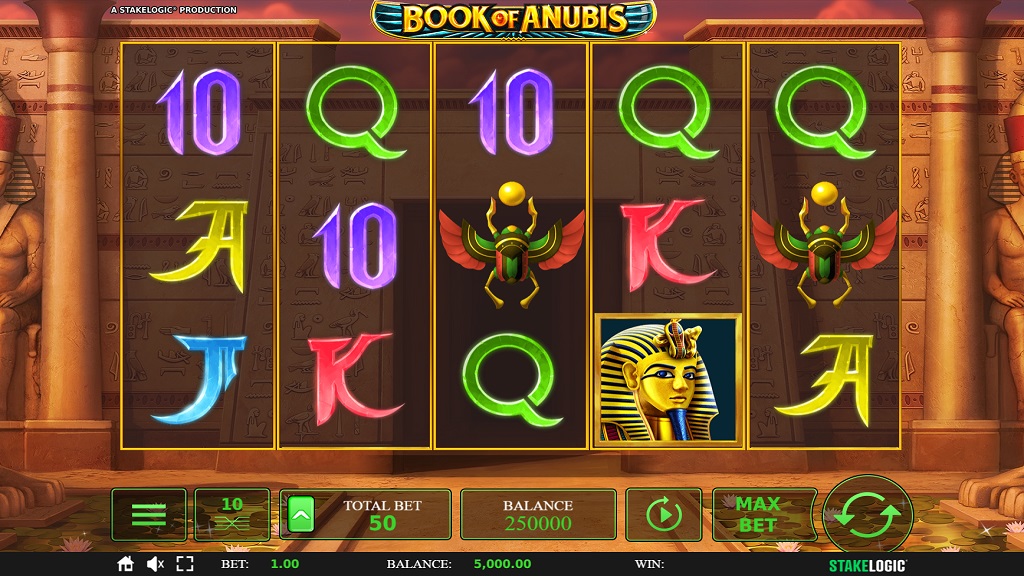 Screenshot of Book of Anubis slot from StakeLogic