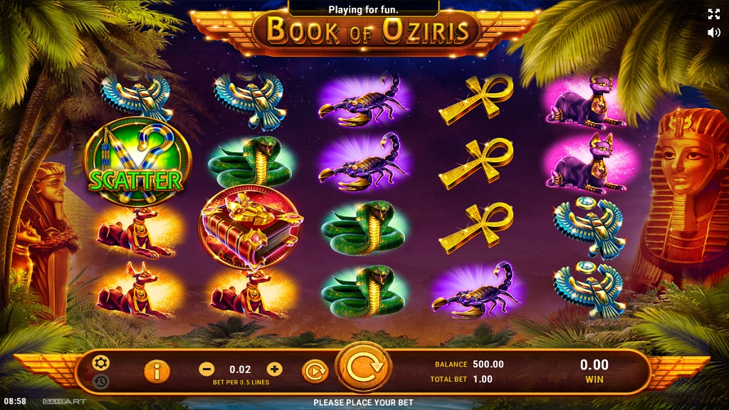 Screenshot of Book of Oziris slot from GameArt