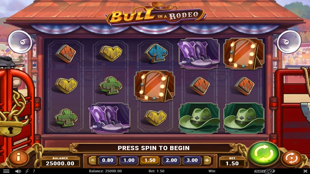 Screenshot of Bull in a Rodeo slot from Play’n Go