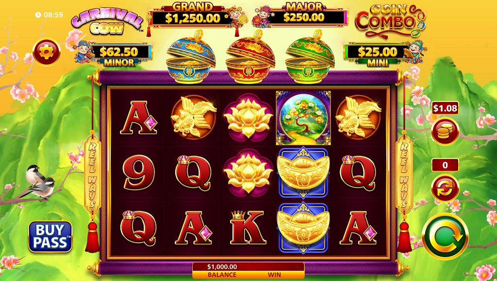 Screenshot of Carnival Cow Coin Combo slot from SG Gaming