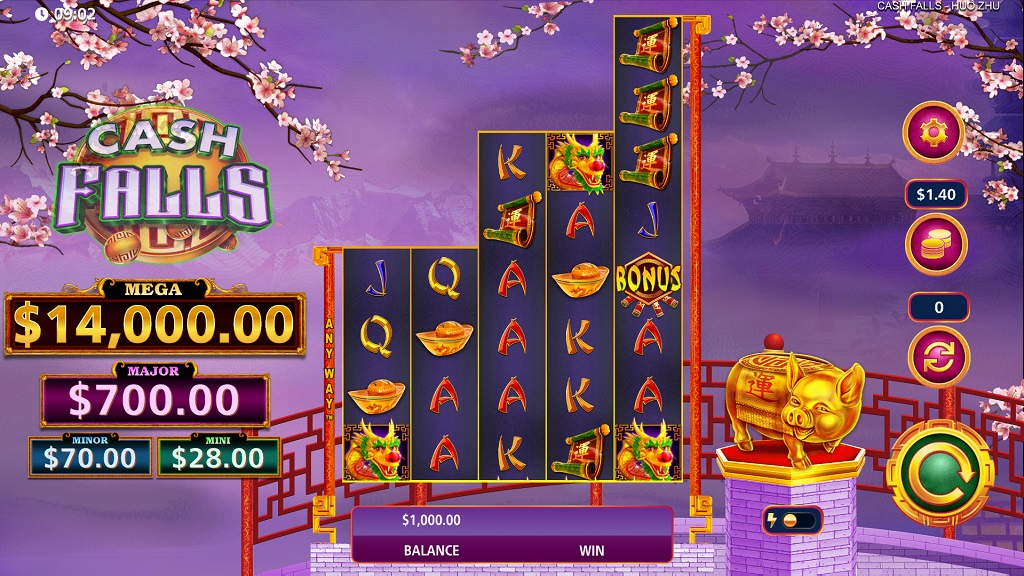 Screenshot of Cash Falls Huo Zhu slot from SG Gaming