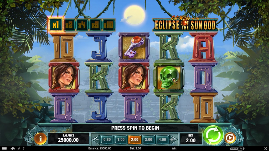 Screenshot of Cat Wilde in the Eclipse of the Sun God slot from Play’n Go