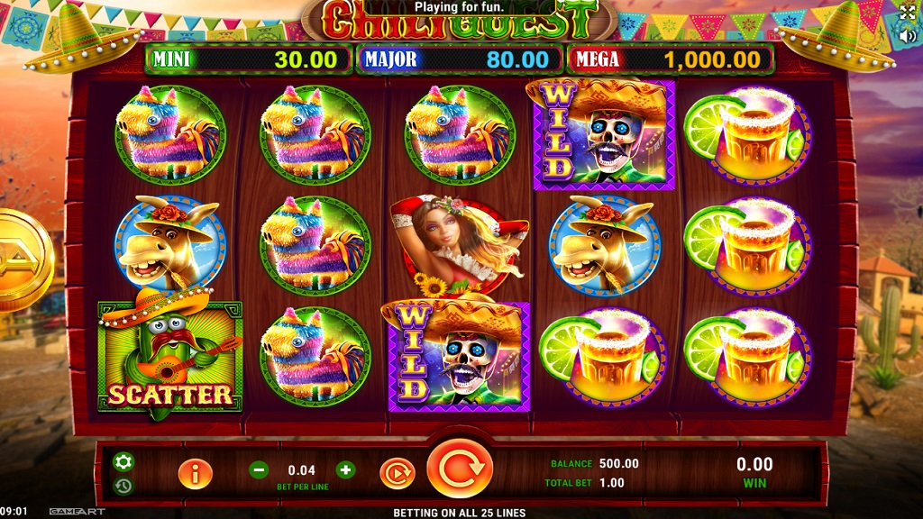 Screenshot of Chili Quest slot from GameArt