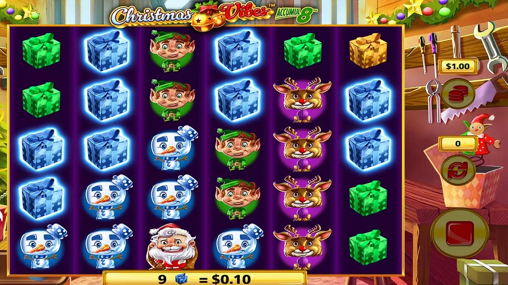 Screenshot of Christmas Vibes Accumul8 slot from SG Gaming