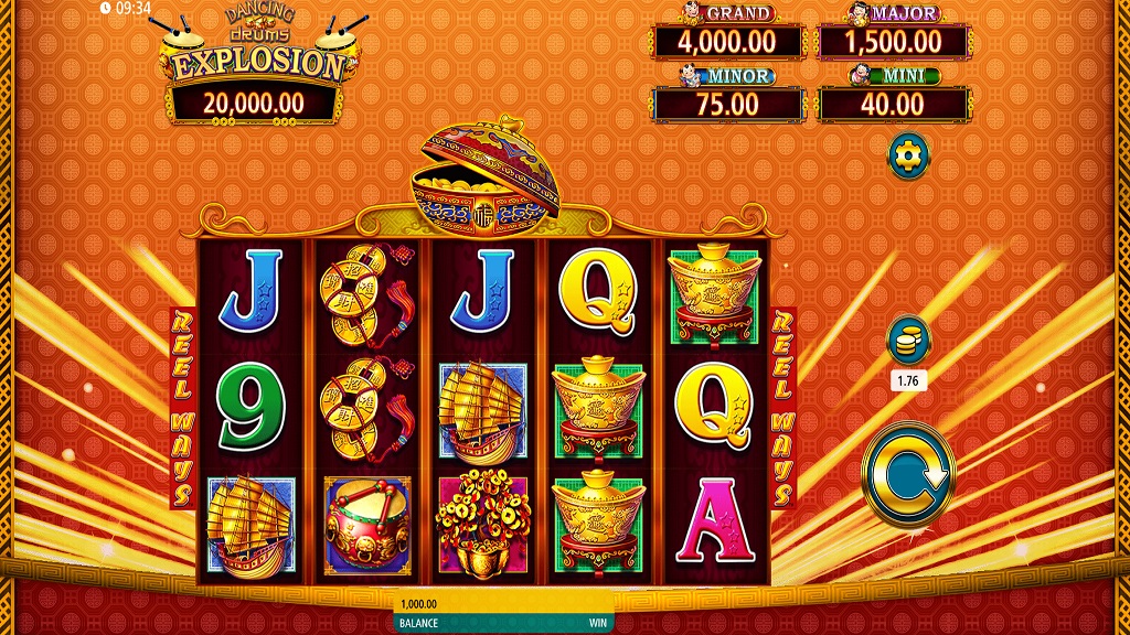 Screenshot of Dancing Drums Explosion slot from SG Gaming