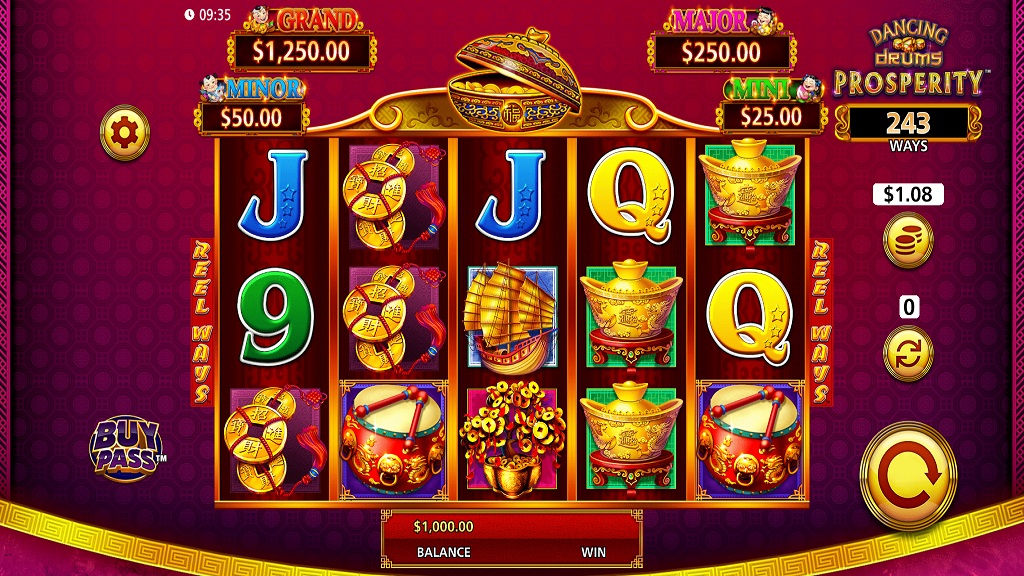 Screenshot of Dancing Drums Prosperity slot from SG Gaming