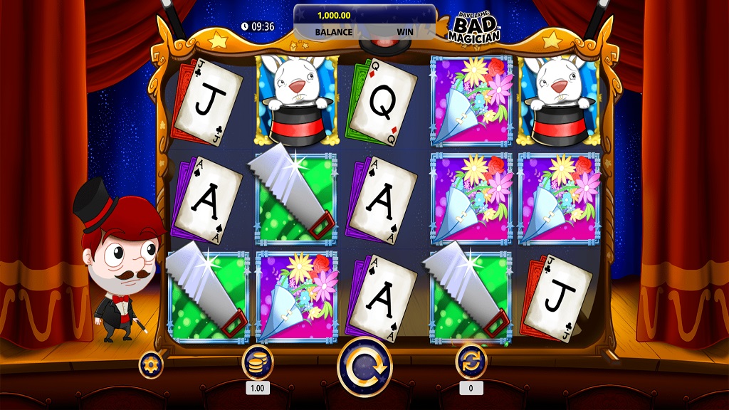 Screenshot of Dave Lame Bad Magician slot from SG Gaming
