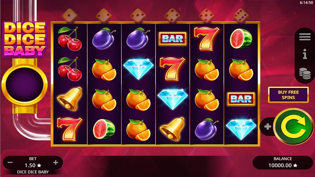 Screenshot of Dice Dice Baby slot from Booming Games