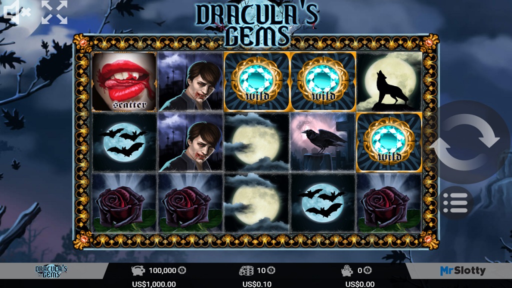 Screenshot of Dracula's Gems slot from Mr Slotty