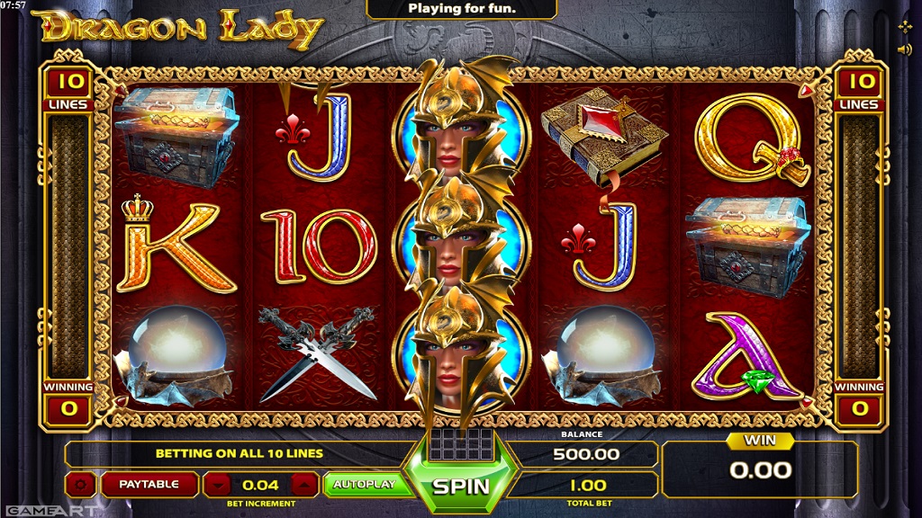 Screenshot of Dragon Lady slot from GameArt