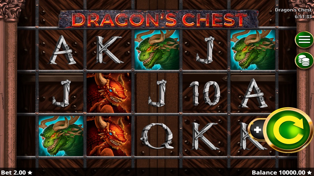 Screenshot of Dragon's Chest slot from Booming Games