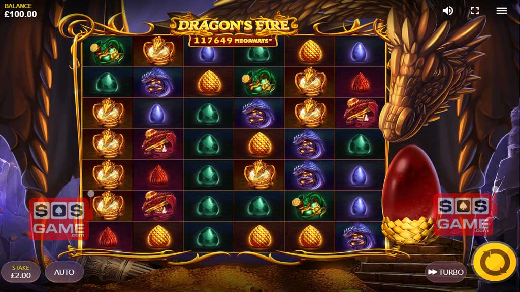 Screenshot of Dragons Fire Megaways slot from Red Tiger Gaming