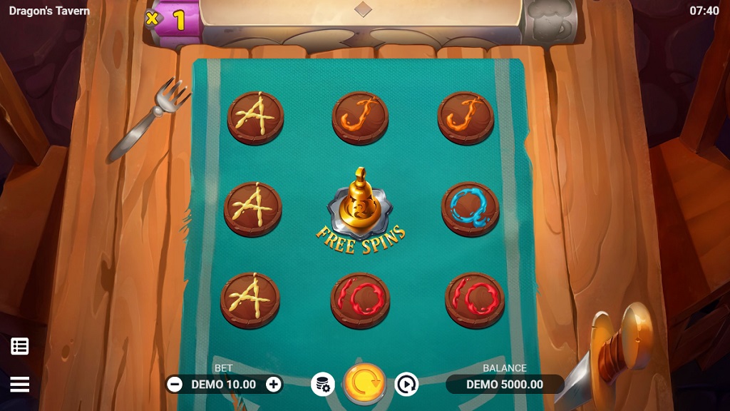 Screenshot of Dragon's Tavern slot from Evoplay Entertainment