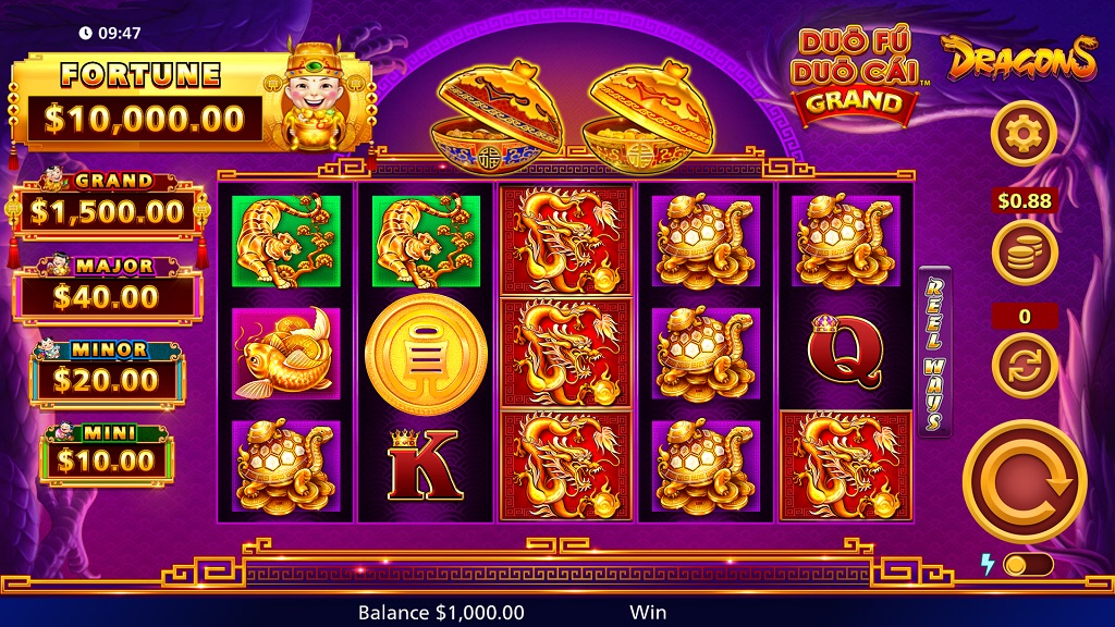 Screenshot of Duo Fu Duo Cai Grand Dragons slot from SG Gaming