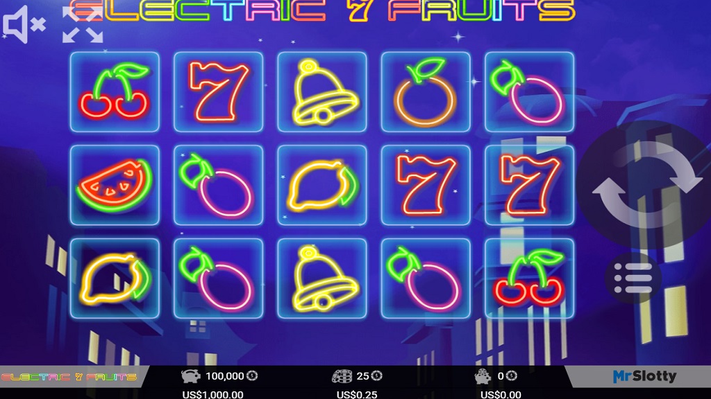 Screenshot of Electric 7 Fruits slot from Mr Slotty