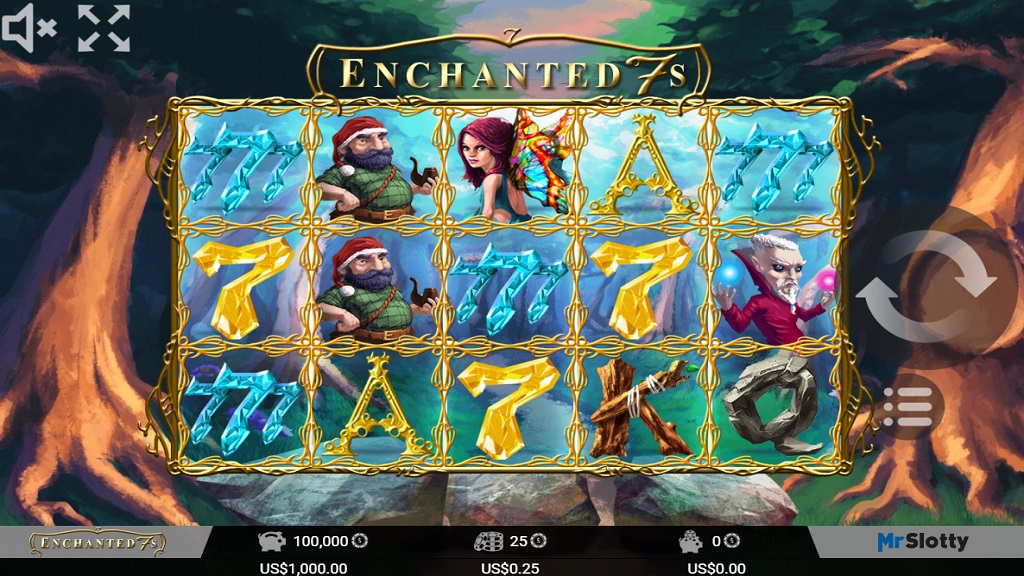 Screenshot of Enchanted 7s slot from Mr Slotty