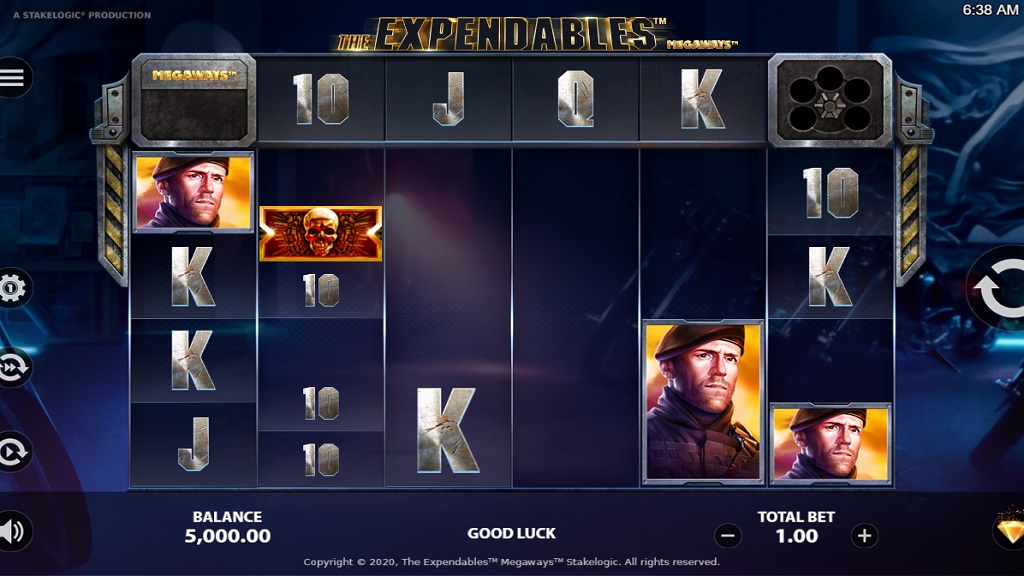 Screenshot of Expendables New Mission Megaways slot from StakeLogic