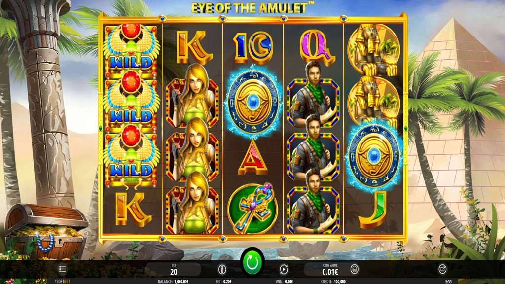 Screenshot of Eye of the Amulet slot from iSoftBet