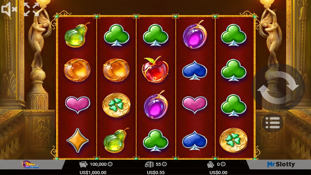Screenshot of Fruits and Diamonds slot from Mr Slotty