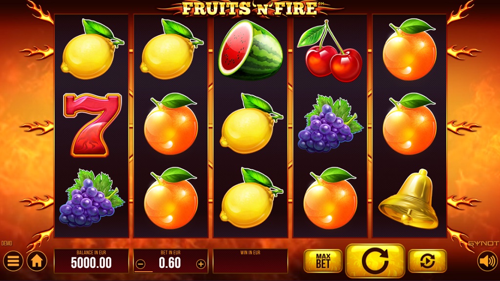 Screenshot of Fruits N Fire slot from Synot