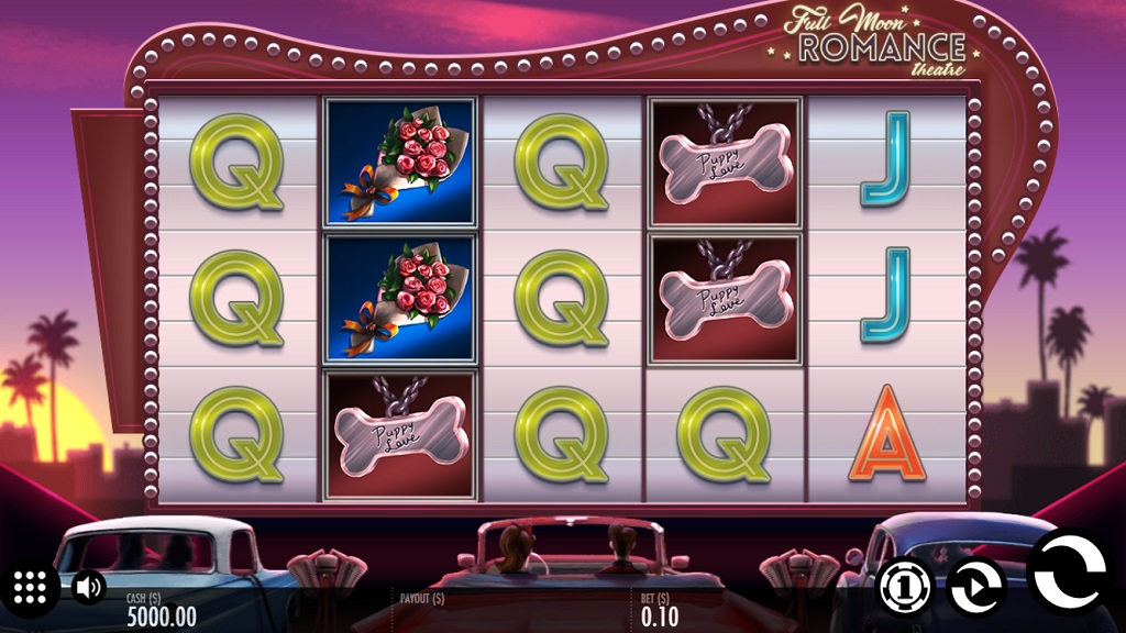 Screenshot of Full Moon Romance slot from Thunderkick