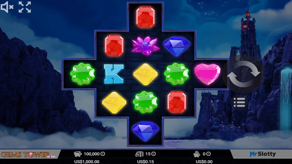 Screenshot of Gems Tower slot from Mr Slotty