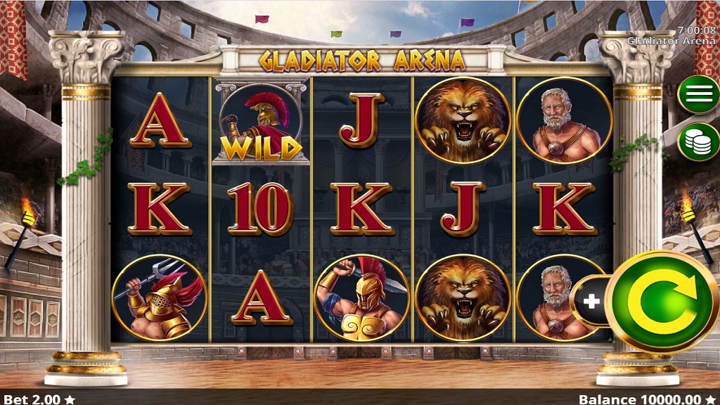 Screenshot of Gladiator Arena slot from Booming Games