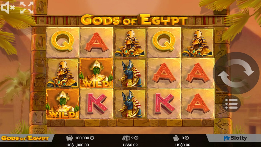 Screenshot of Gods of Egypt slot from Mr Slotty