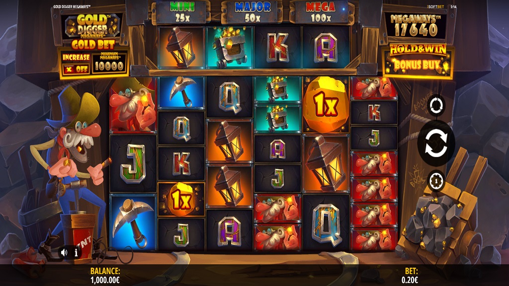 Screenshot of Gold Digger Megaways slot from iSoftBet