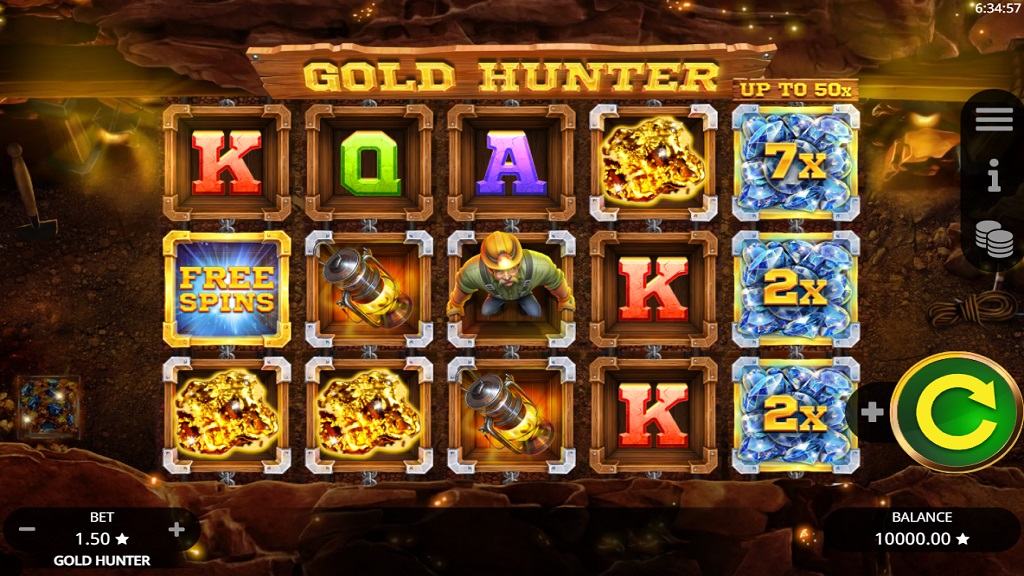 Screenshot of Gold Hunter slot from Booming Games