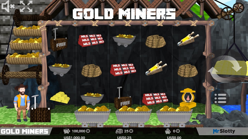 Screenshot of Gold Miners slot from Mr Slotty