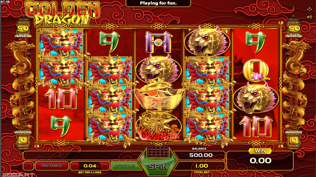 Screenshot of Golden Dragon slot from GameArt