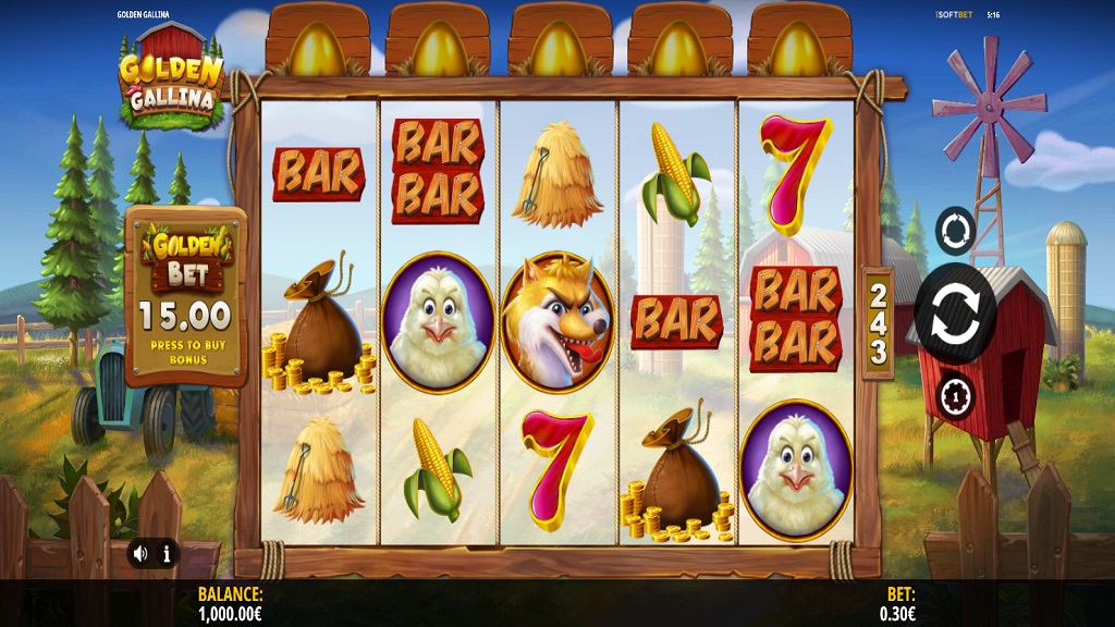 Screenshot of Golden Gallina slot from iSoftBet