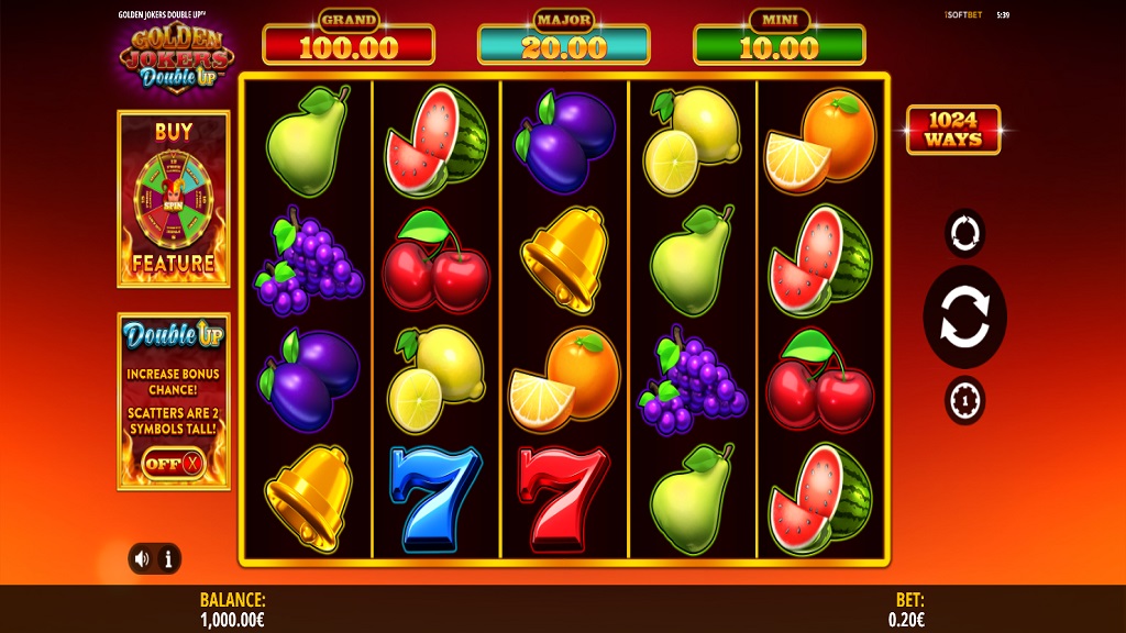 Screenshot of Golden Jokers Double Up slot from iSoftBet